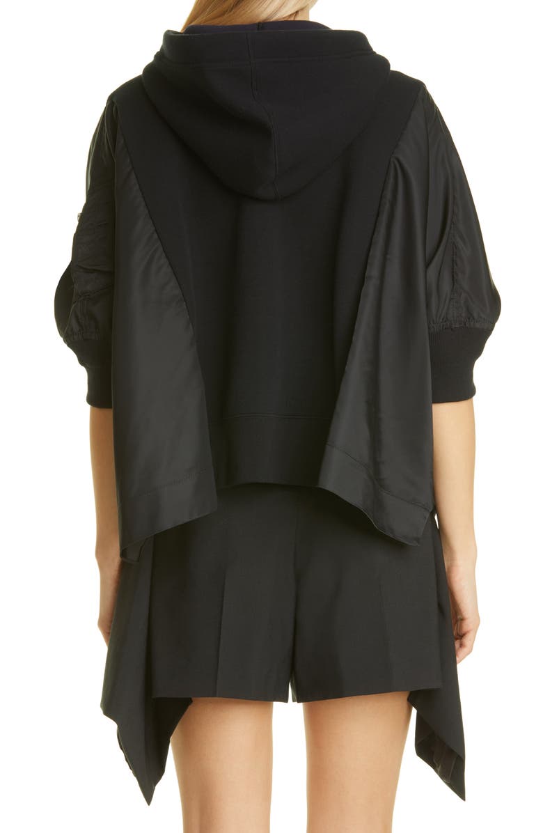 Sacai Sponge Mixed Media Full Zip Hoodie, Alternate, color, 