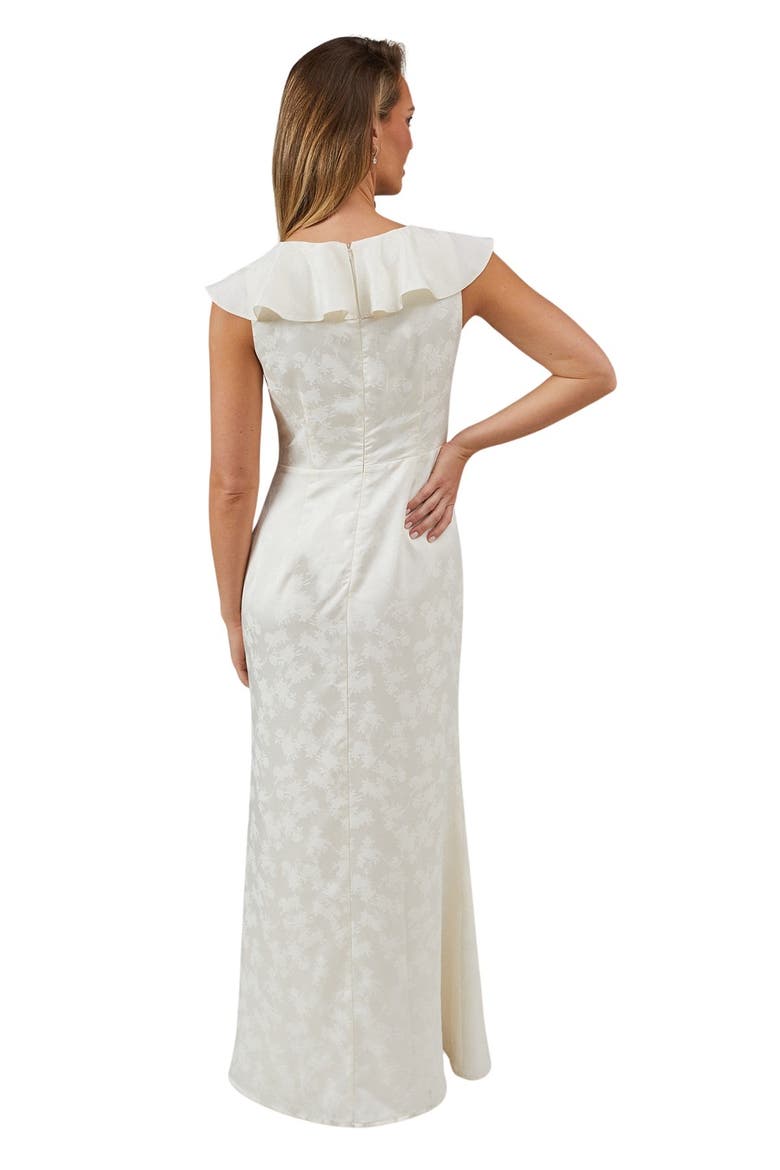 Satin Jacquard V-Neck Bridesmaid Dress, Alternate, color, Champagne