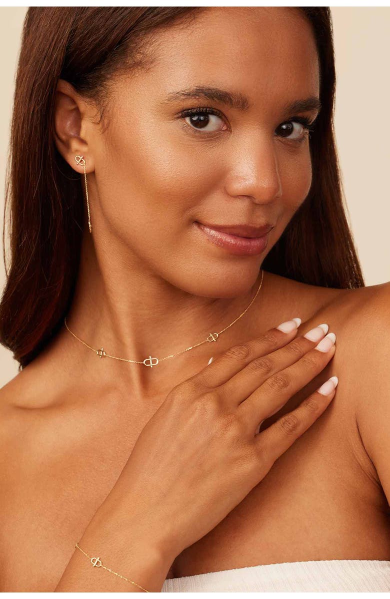 Oradina 14K Gold Harmony Station Bracelet, Alternate, color, Yellow Gold