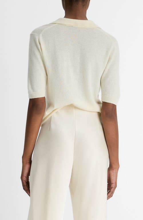 Shop Vince Cashmere & Silk Johnny Collar Polo Sweater In Vanille