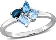 DELMAR Blue Topaz Cluster Ring