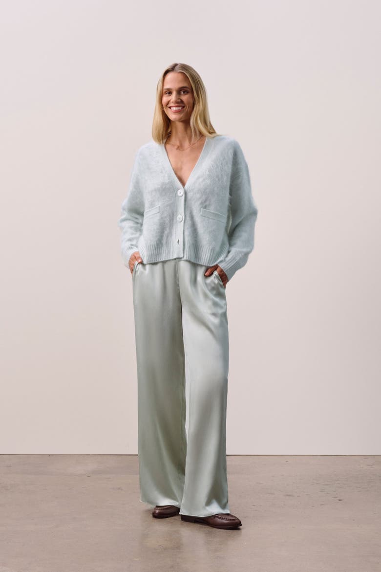 MICHAELA BRUSHED CASHMERE CARDIGAN, Alternate, color, Jadite