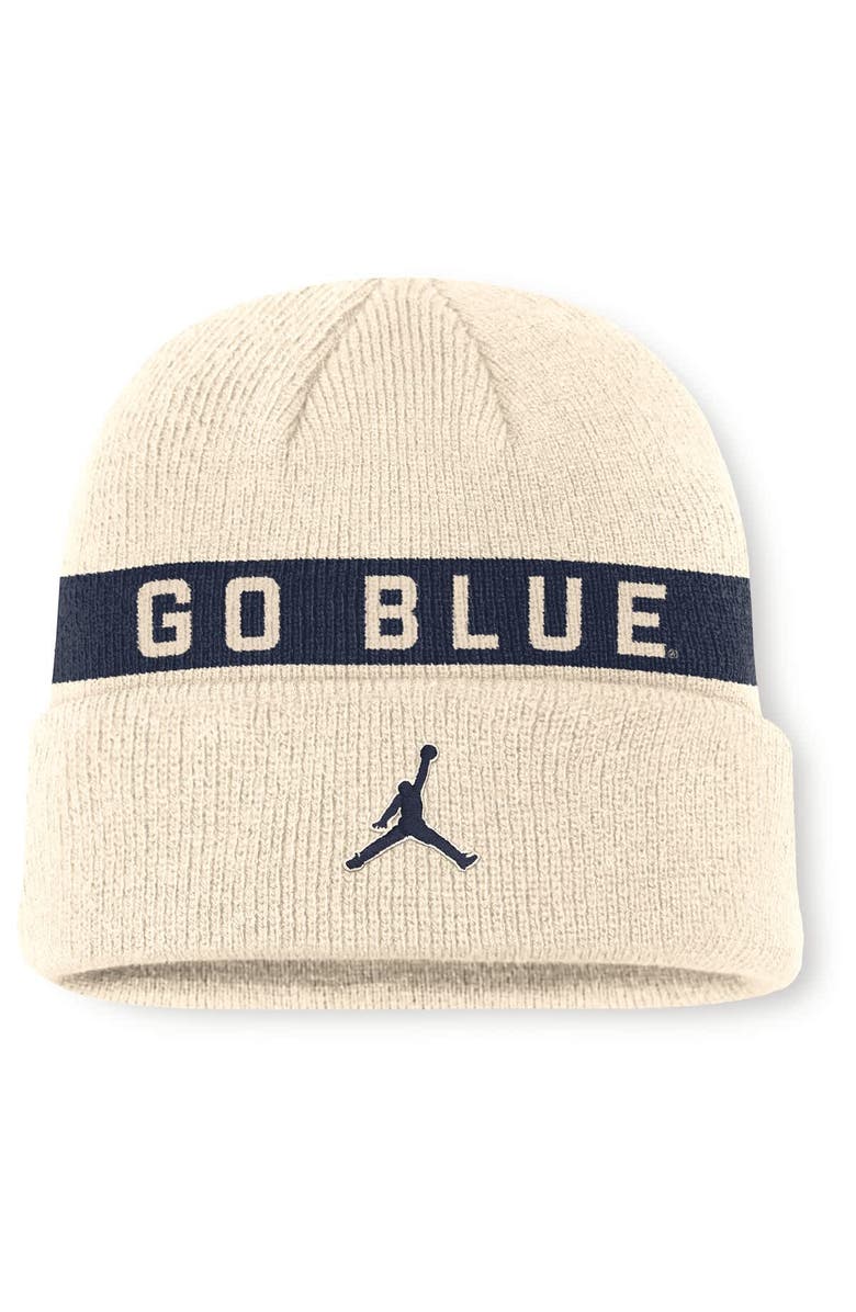 Jordan Brand Men's Jordan Brand Natural Michigan Wolverines Peak Primetime Utility Cuffed Knit Hat, Alternate, color,