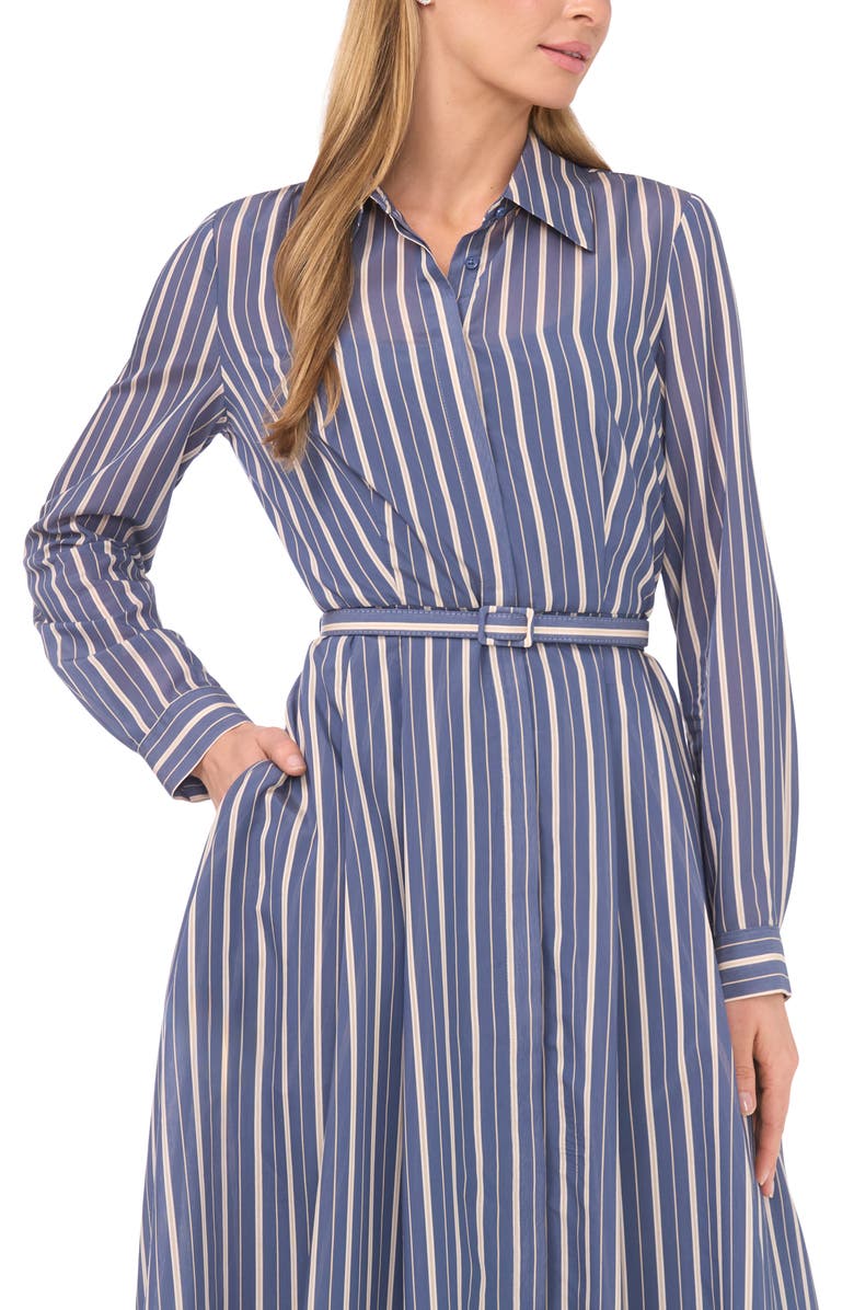 Ted Baker Stripe Long Sleeve Shirtdress, Alternate, color, Swift Seas