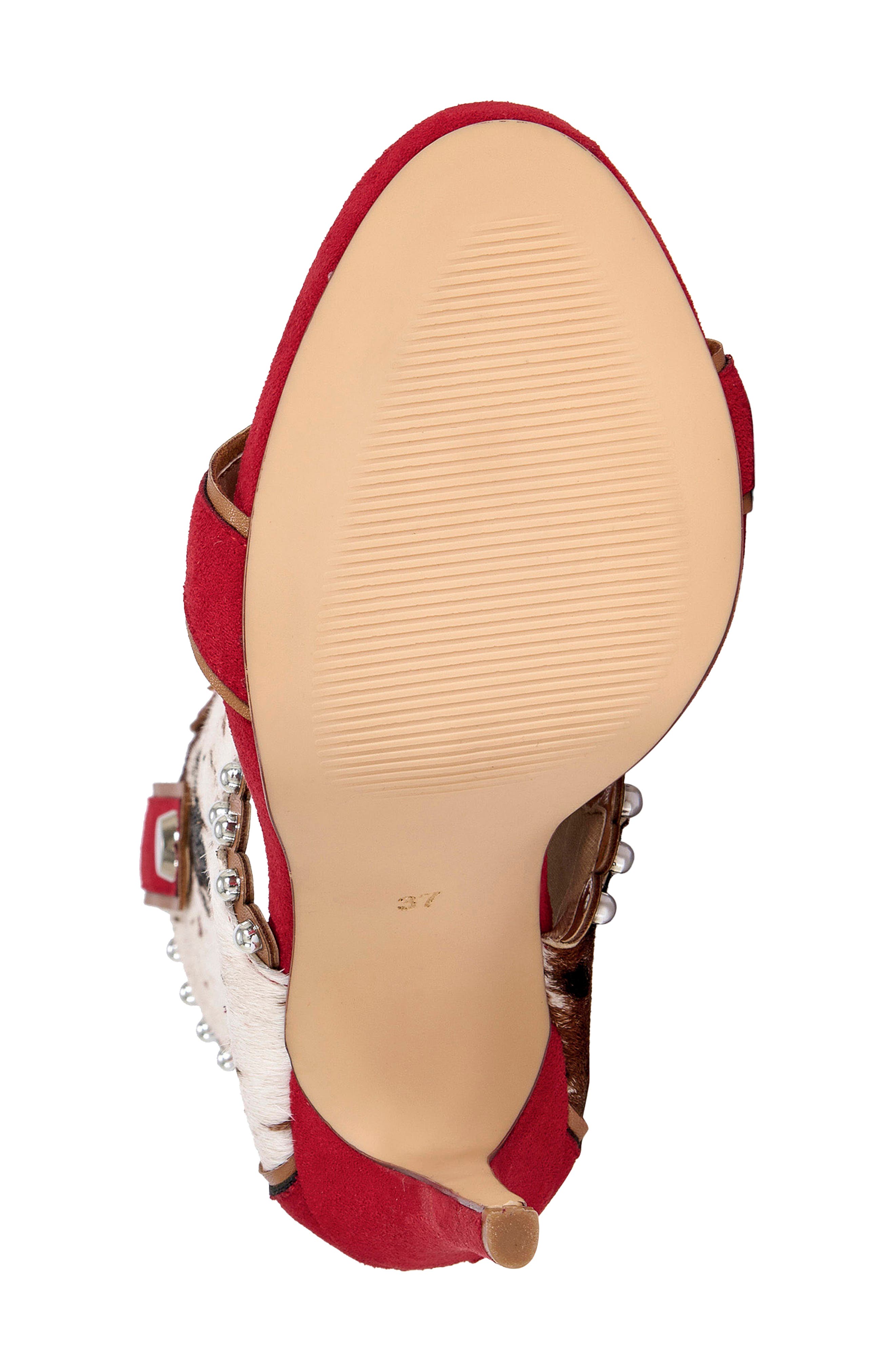 Tahlie Genuine Calf Hair Sandal, Alternate, color, RED MULTI
