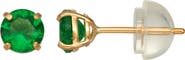 FZN Kids' 14K Gold Round Cut Stone Stud Earrings