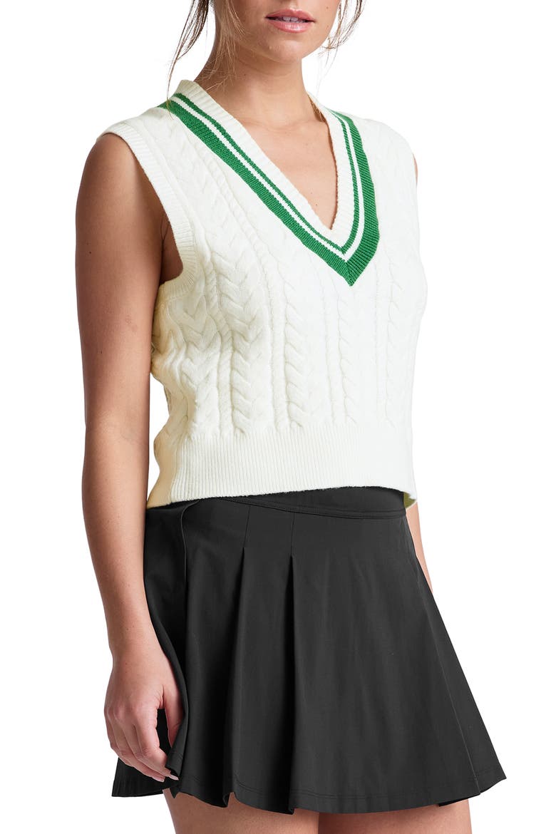Cable Tipped Sweater Vest, Alternate, color, CREAM