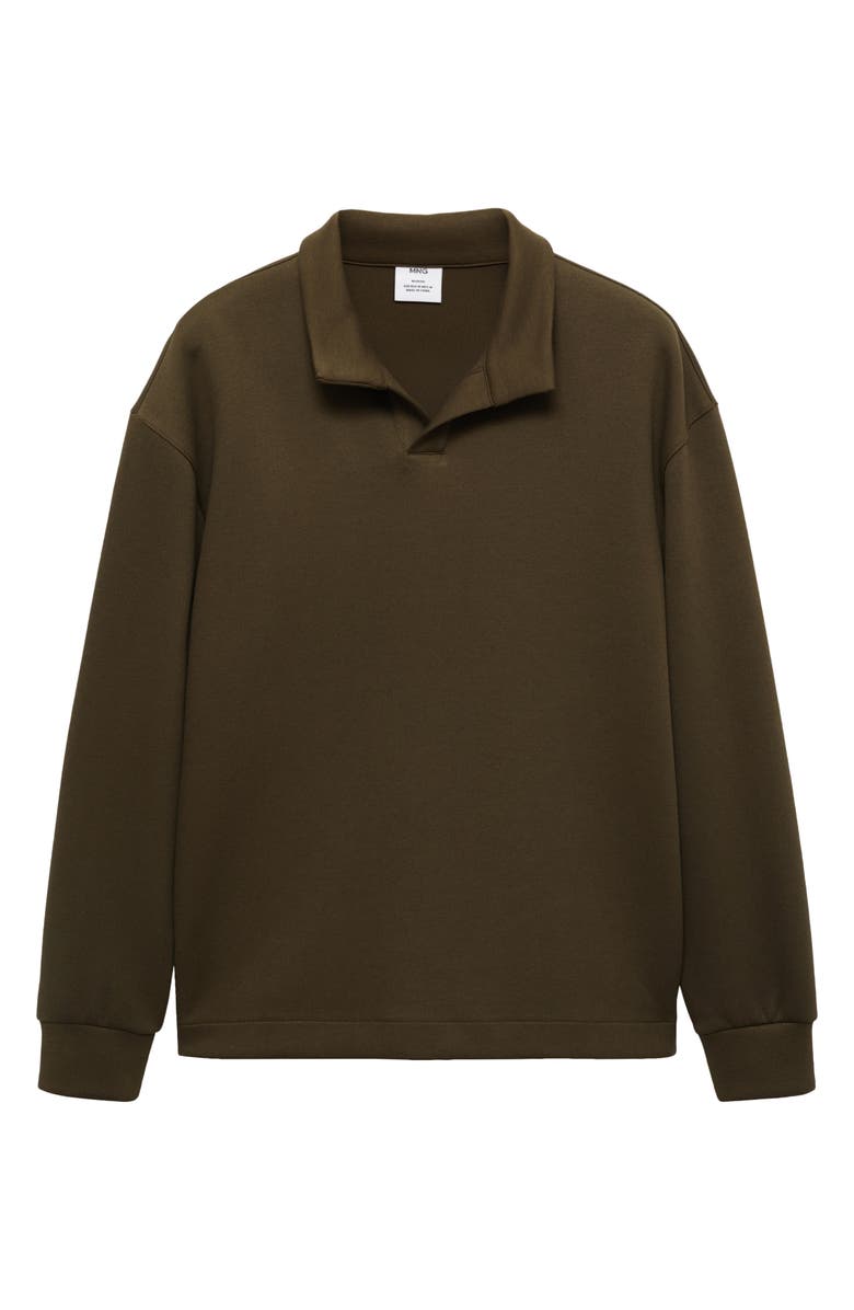 MANGO Relaxed Fit Polo Sweatshirt, Main, color, Khaki Green