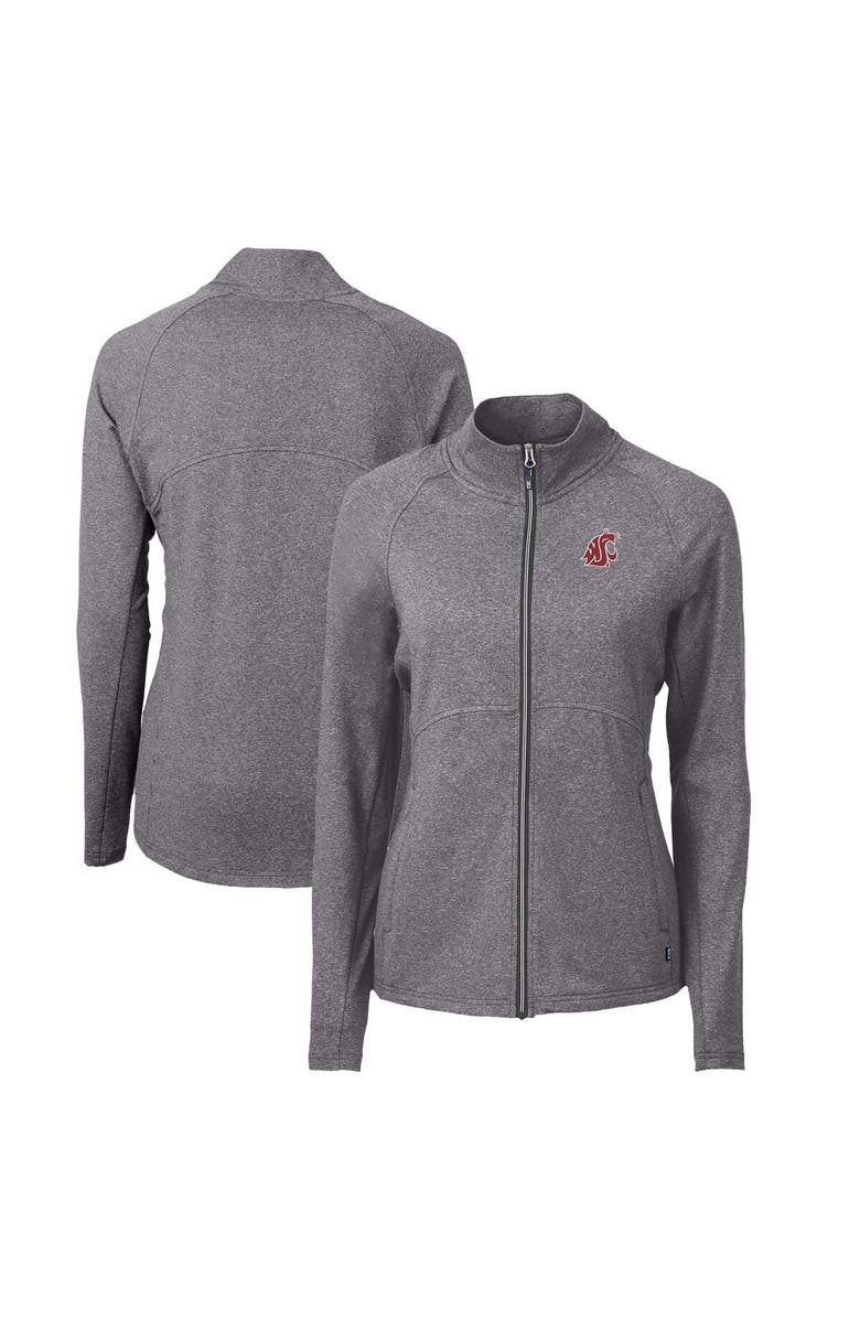 Cutter & Buck Women's Cutter & Buck Heather Black Washington State Cougars Adapt Eco Knit Heather Recycled Full-Zip Jacket, Main, color, Heather Black