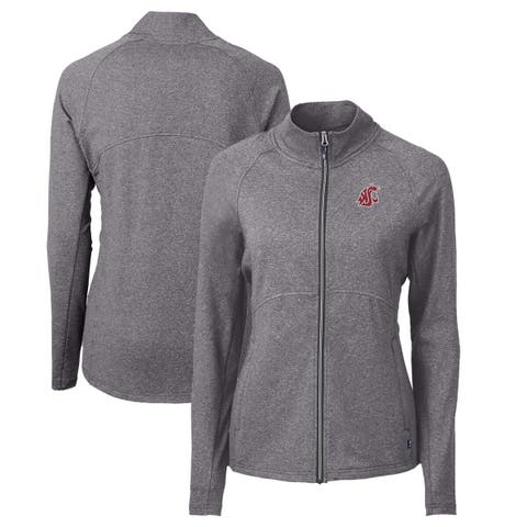 Women's Cutter & Buck  Heather Black Washington State Cougars Adapt Eco Knit Heather Recycled Full-Zip Jacket