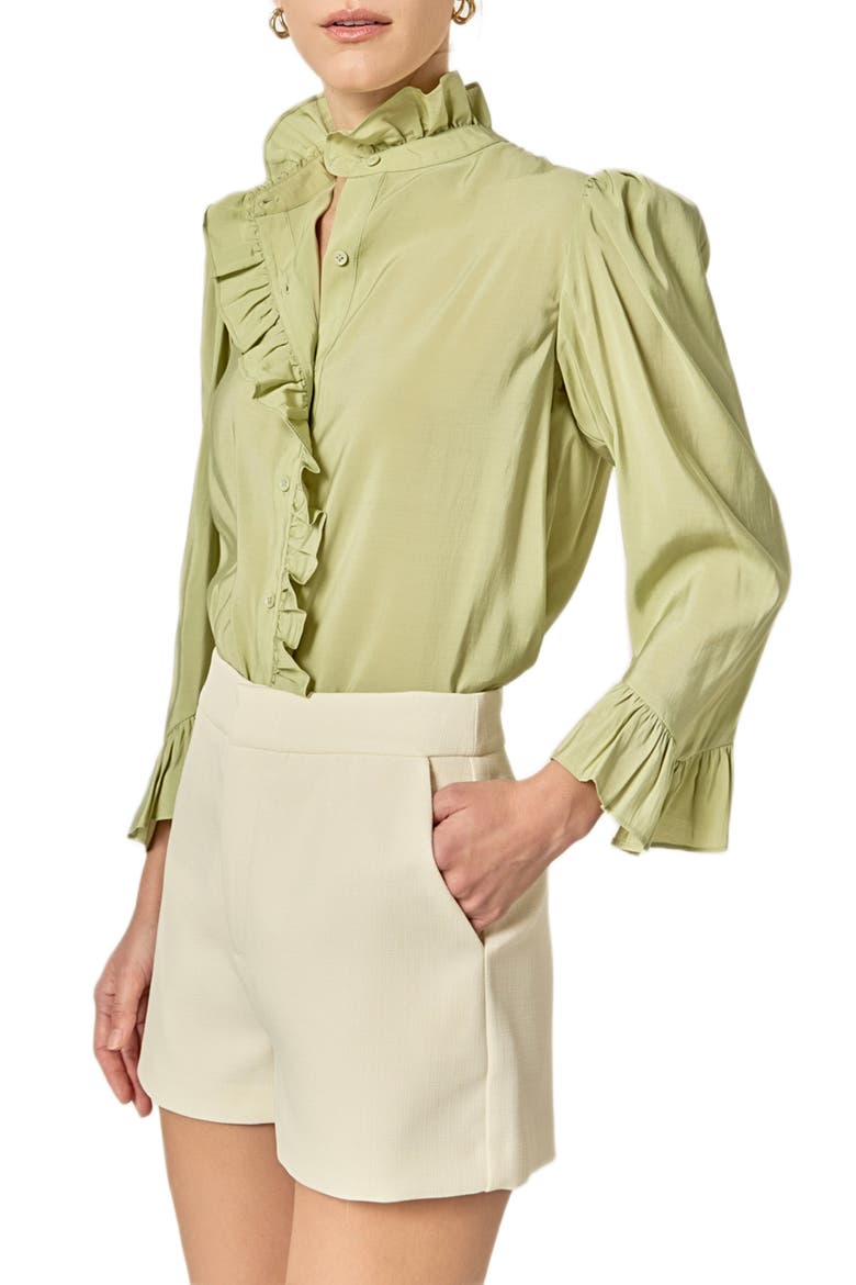 Ruffle Top, Alternate, color, SAGE