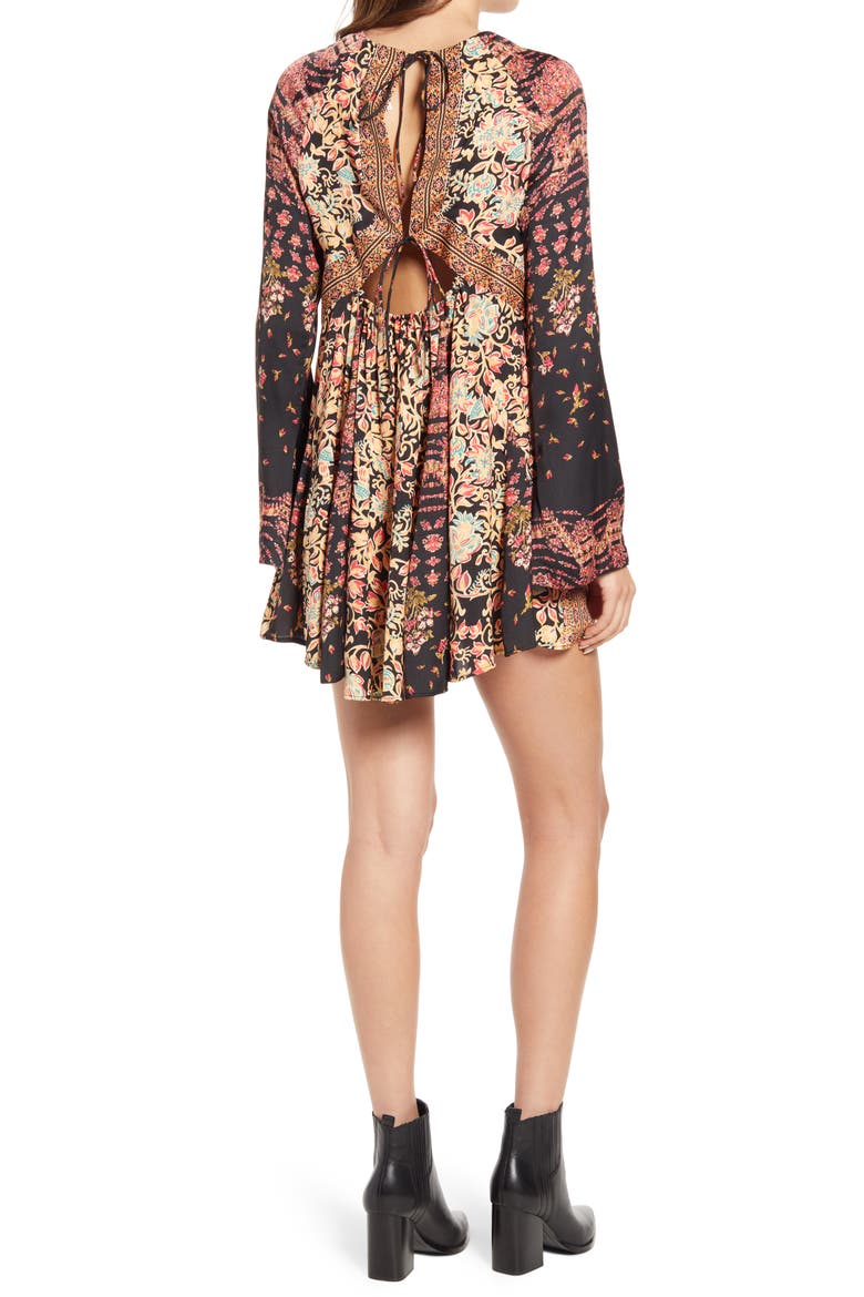 Stevie Printed Long Sleeve Tunic Dress, Alternate, color, BLACK COMBO