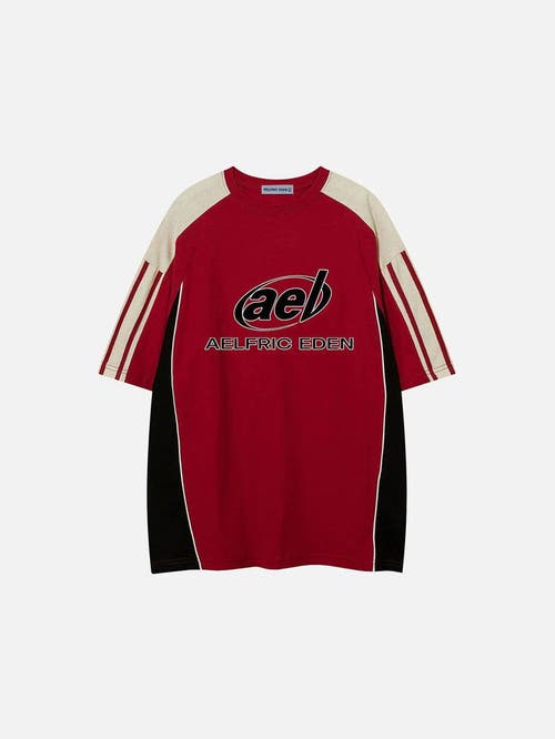 Aelfric Eden Color Block Speedway Tee In Red