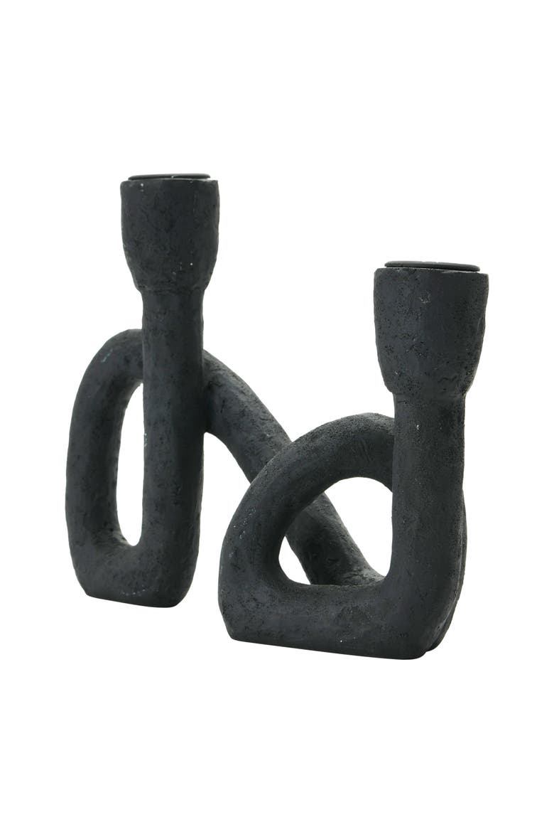 Decorative Resin Double Taper Candle Holder, Black, Alternate, color, Black
