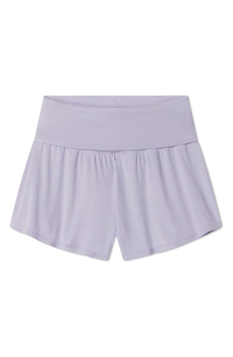 Lunya Rib Foldover Waist Pajama Shorts, Main, color, Quiet Lilac