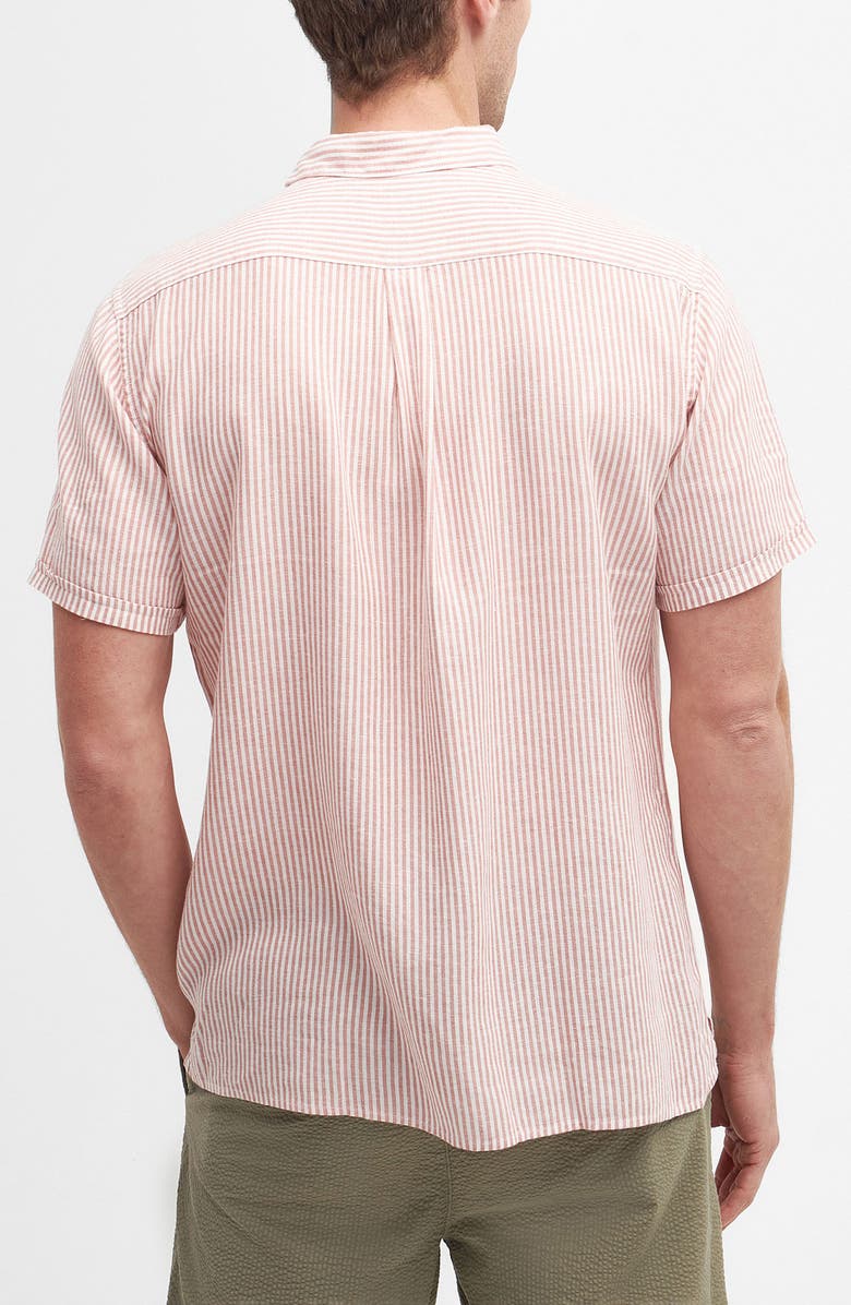 Barbour Deerpark Stripe Summer Fit Short Sleeve Button-Up Shirt, Alternate, color, Pink Clay