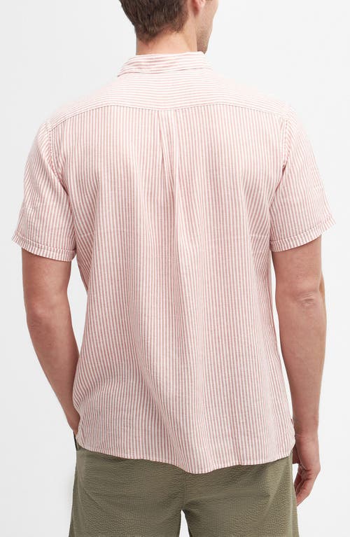 Barbour Deerpark Stripe Summer Fit Short Sleeve Button-up Shirt In Pink