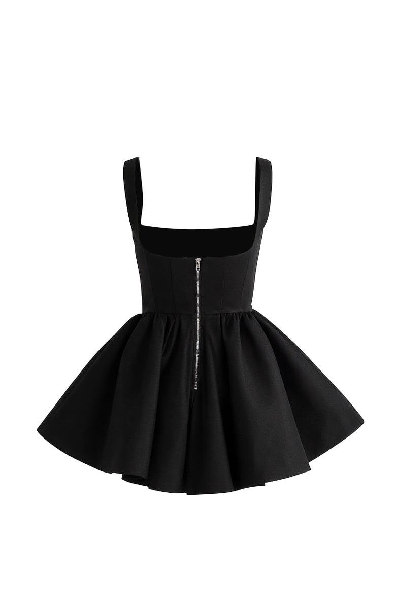 Tulleen Square-Neck Flared Dress, Alternate, color, Black