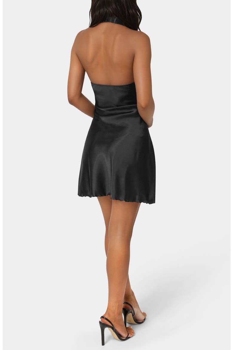 Satin Halter Neck Slipdress, Alternate, color, BLACK