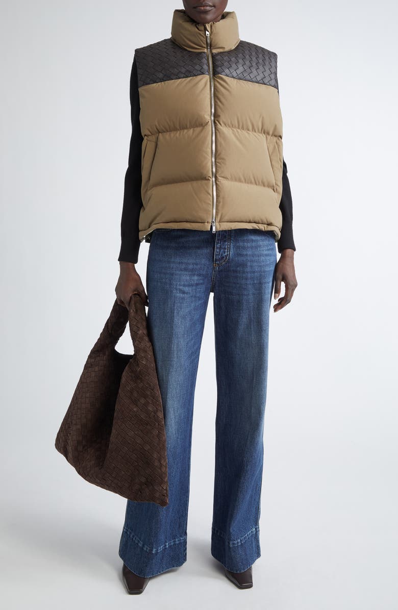 Bottega Veneta Organic Frost Poplin & Intrecciato Down Puffer Vest, Alternate, color,