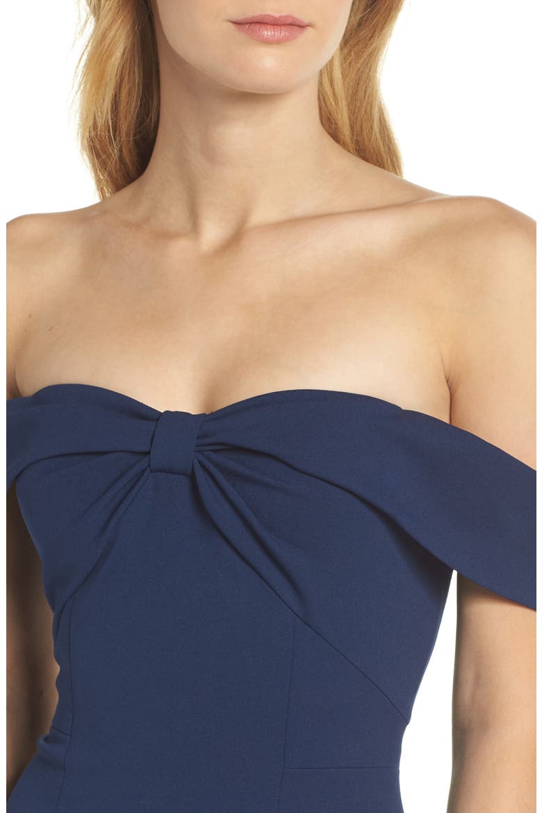 Tyler Off the Shoulder Scuba Crepe Dress, Alternate, color, NAVY