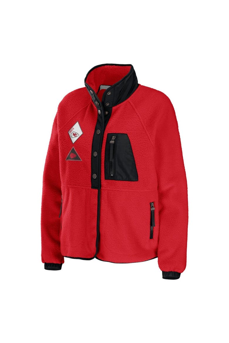 Women's WEAR by Erin Andrews Red Kansas City Chiefs Polar Fleece Raglan Full-Snap Jacket, Alternate, color, Red