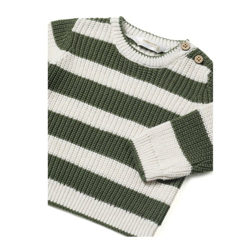 Mayoral Striped Forest Sweater In Green