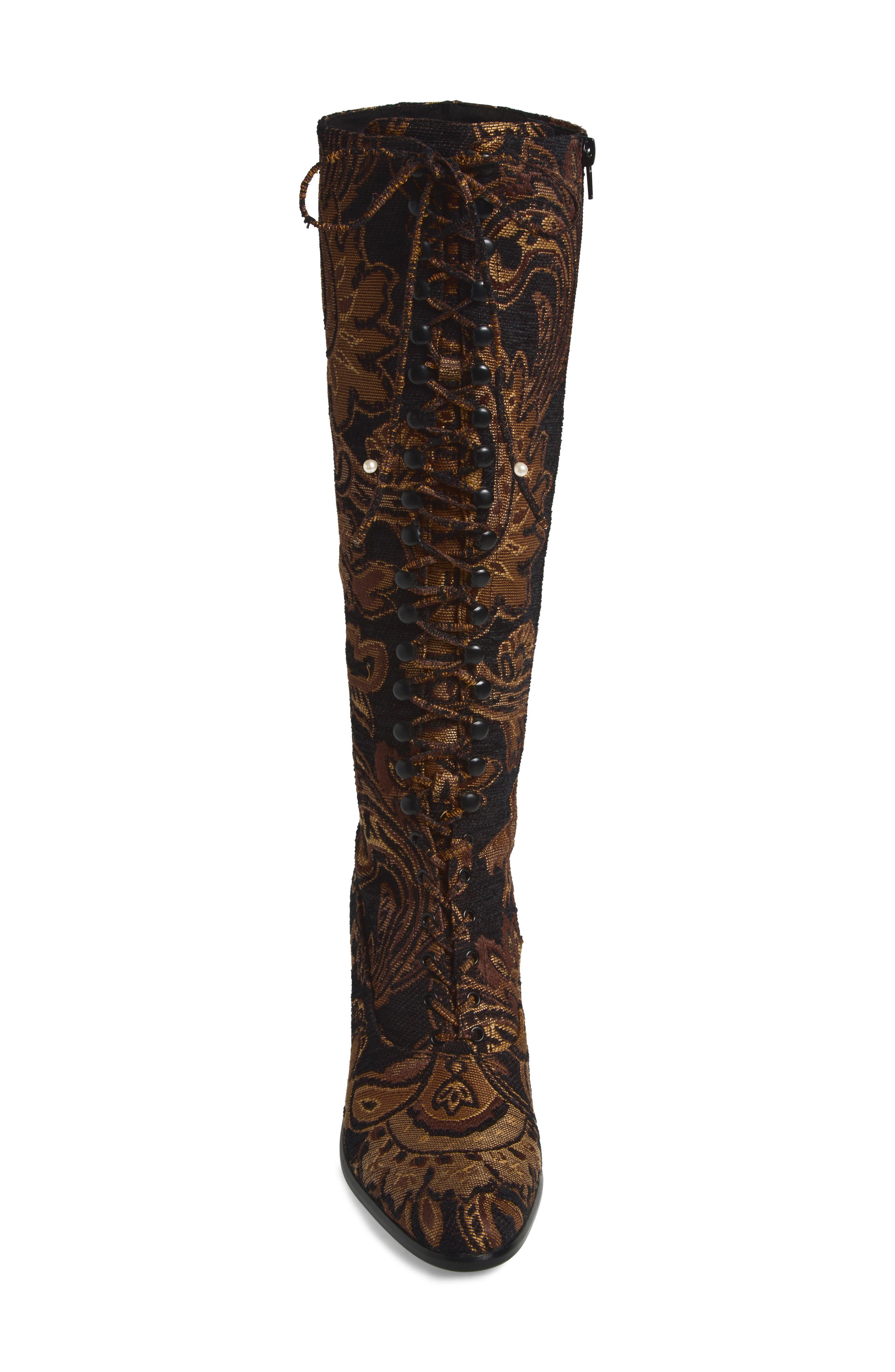 Archille Boot, Alternate, color, BEIGE BLACK TAPESTRY