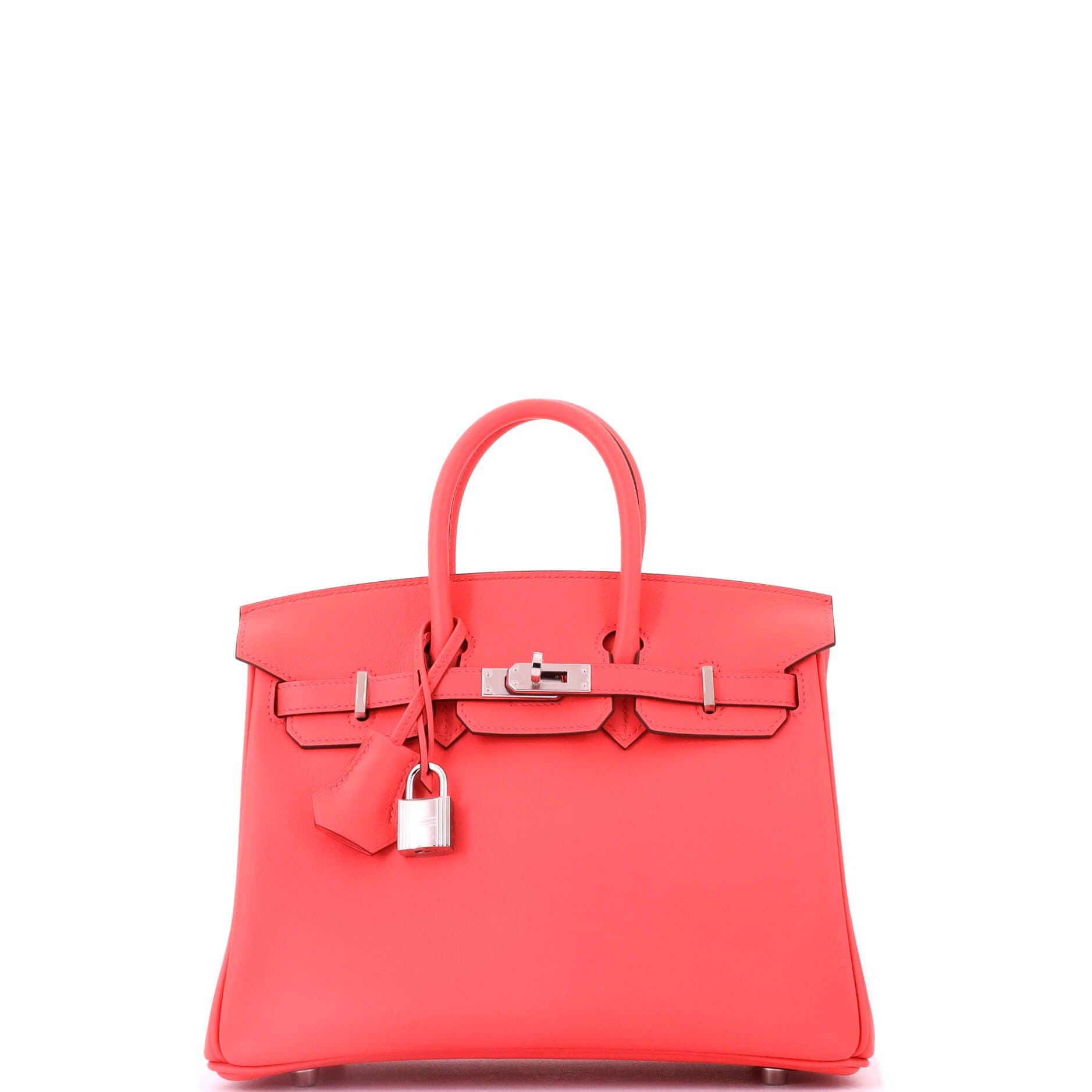Pre-Owned Hermes Birkin Handbag Pink Swift with Palladium Hardware 25, Main, color, Rose Texas