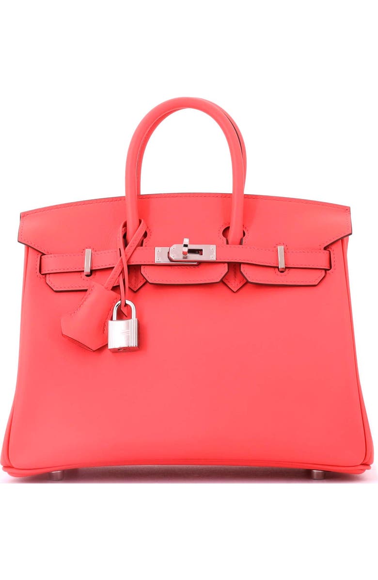 Pre-Owned Hermes Birkin Handbag Pink Swift with Palladium Hardware 25, Main, color, Rose Texas