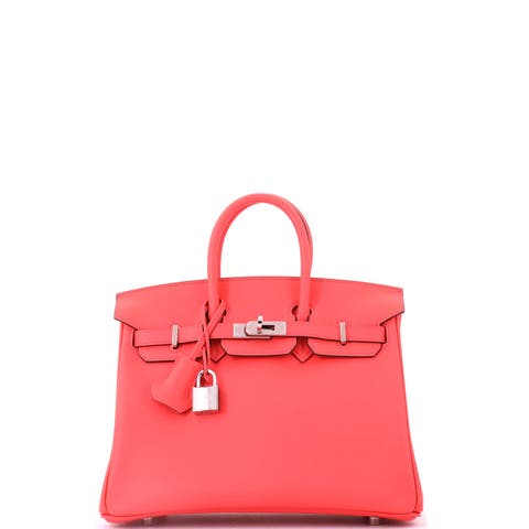 Birkin Handbag Pink Swift with Palladium Hardware 25