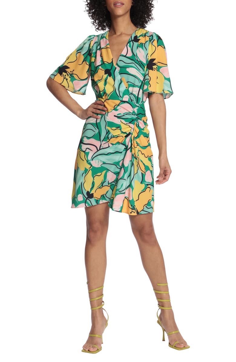 Maggy London Flutter Sleeve Faux Wrap Dress, Main, color,