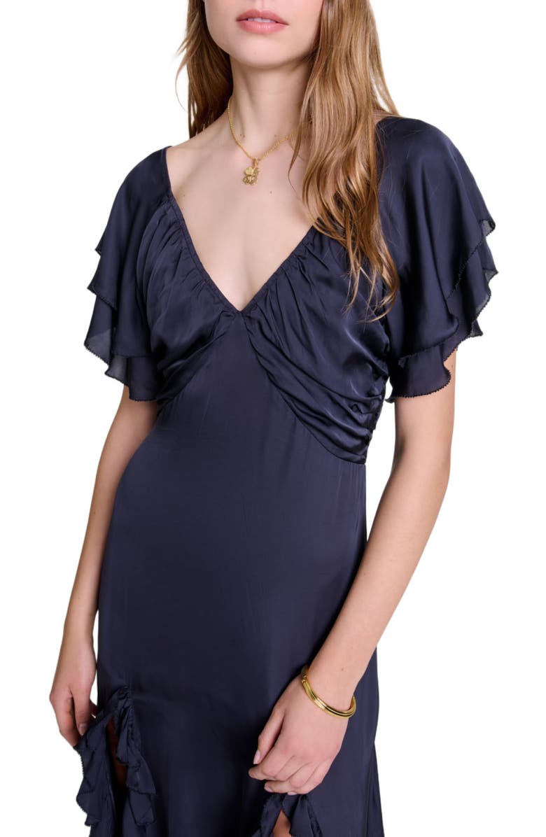 maje Open-back maxi dress, Alternate, color, 