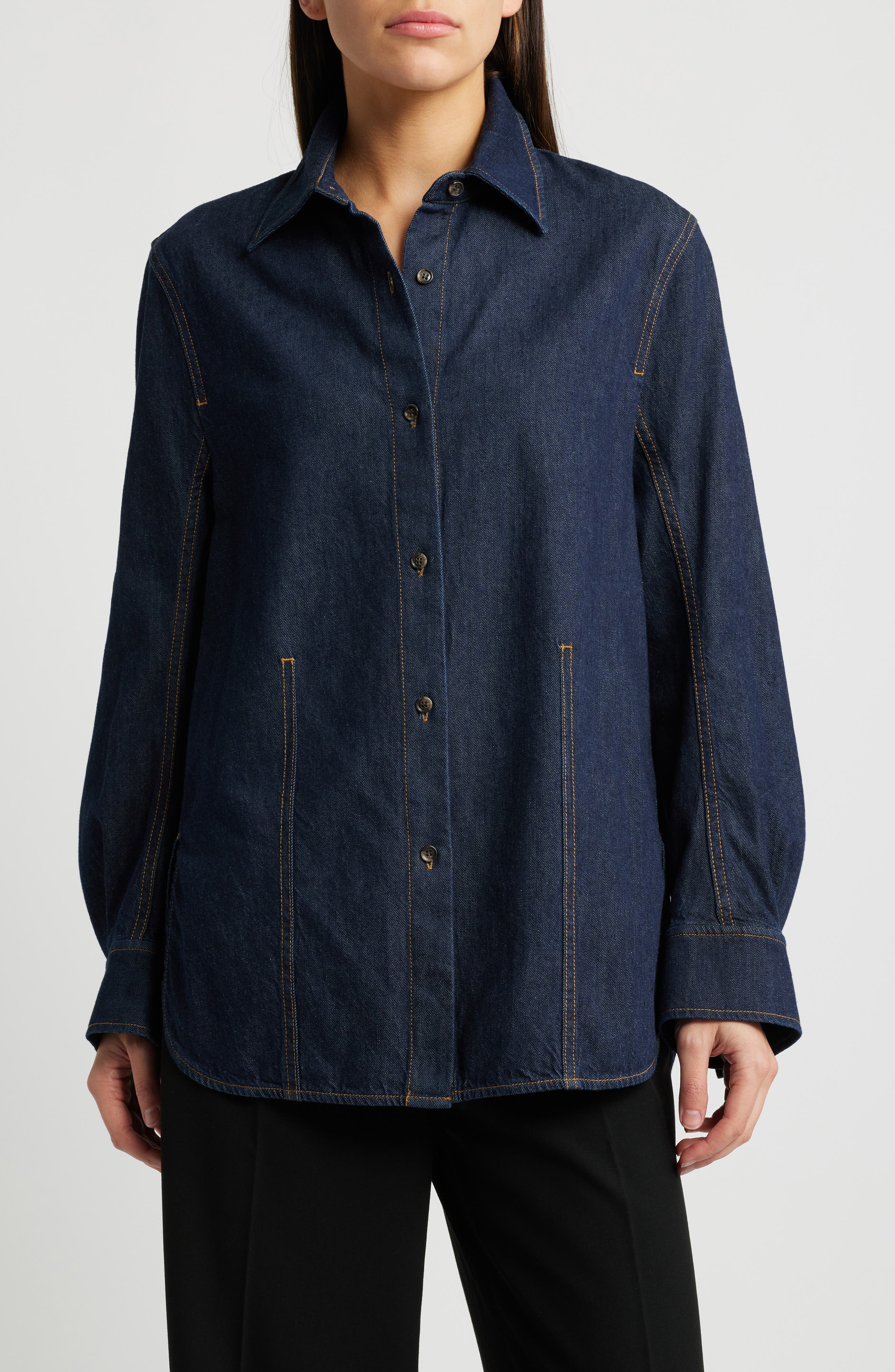 RISEN Full Size Button Up Long Sleeve Denim Shirt