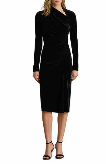 Lauren Ralph Lauren Long Sleeve Asymmetric Velvet Dress
