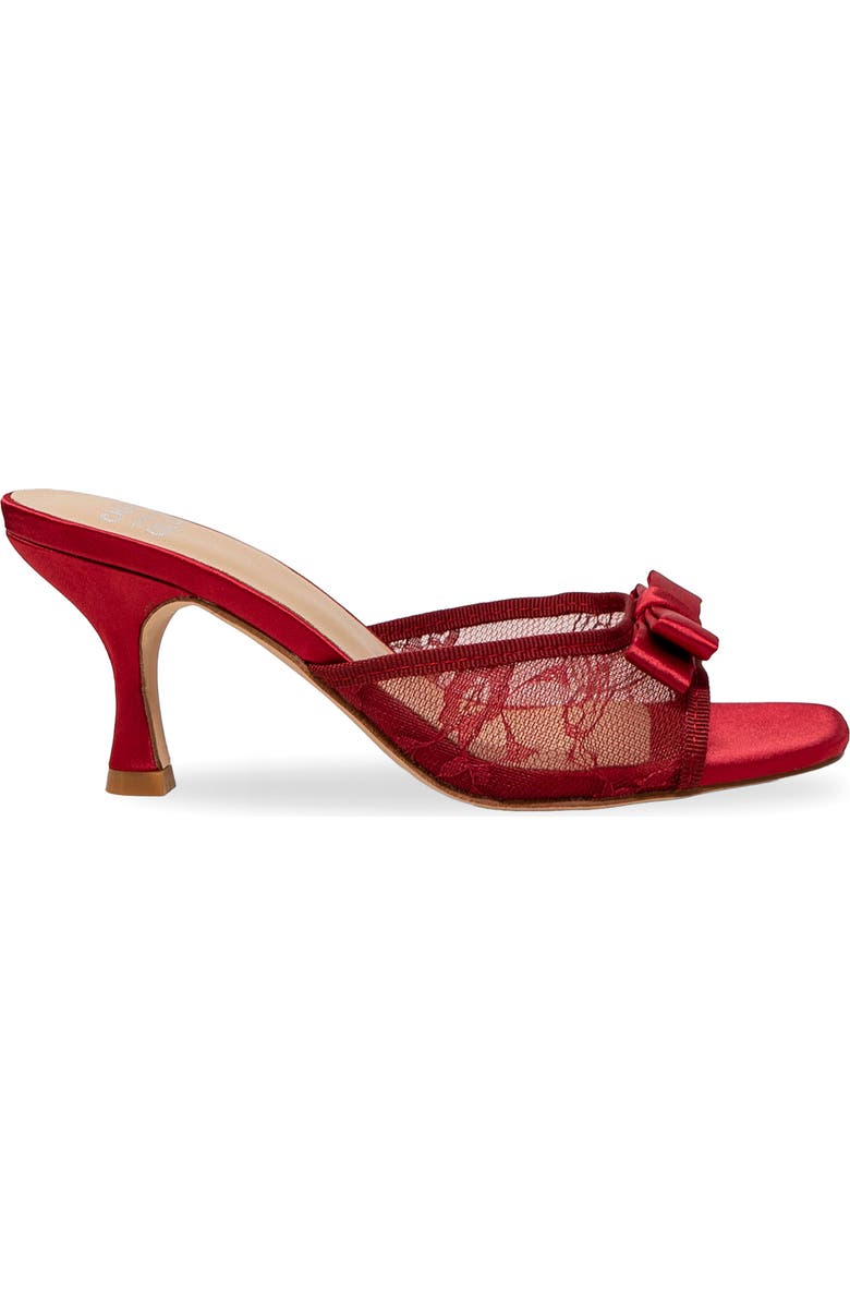 CHASE AND CHLOE Jabari Satin Bow Lace Sandal, Alternate, color, Red Satin