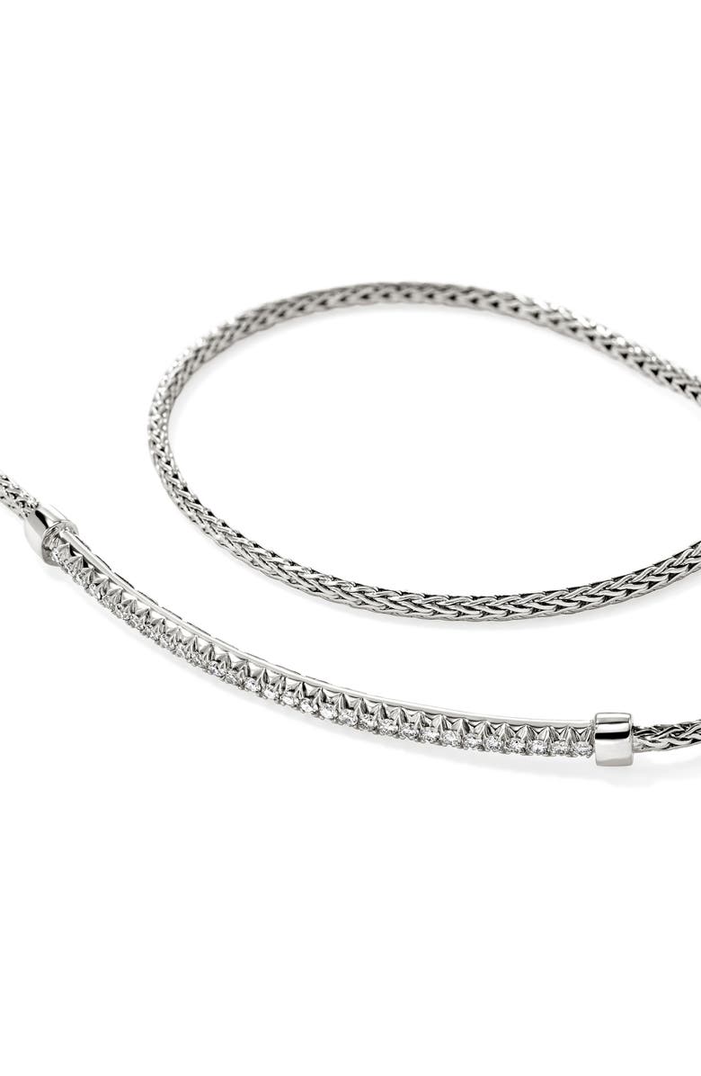 John Hardy JH Essentials Pavé Wrap Bracelet, 1.8mm, Alternate, color, Silver/Diamonds