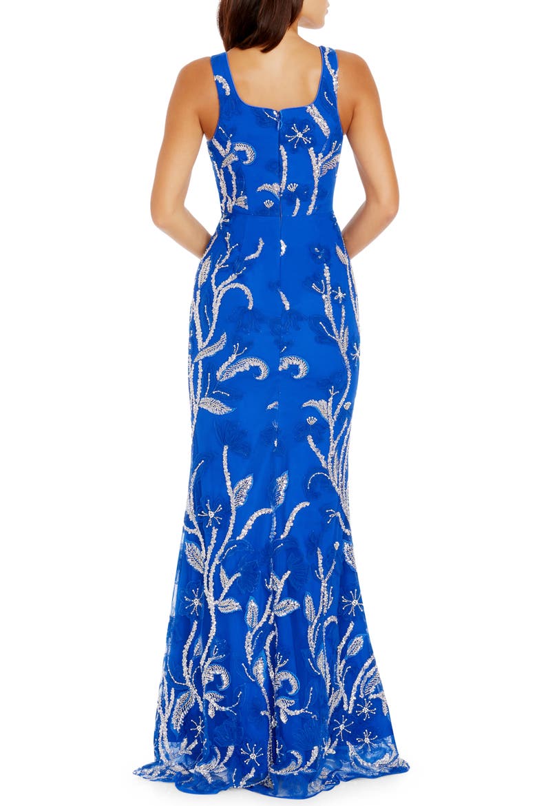 Tyra Beaded Floral Chiffon Mermaid Gown, Alternate, color, ELECTRIC BLUE MULTI