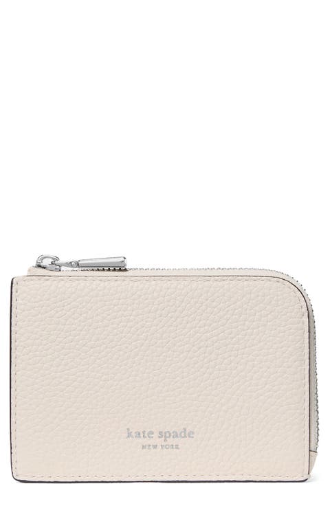 mini pebble leather zip card case