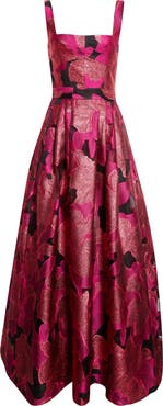 ST. JOHN Metallic Jacquard Organza Gown