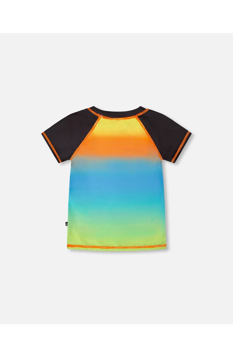 Deux par Deux Short Sleeve Gradient Rashguard, Alternate, color, Orange, Blue & Green Gradient