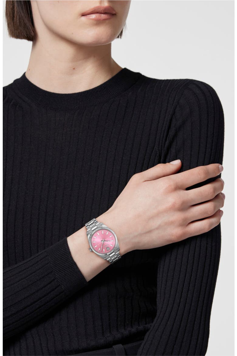 Millenyium Pink Dial Bracelet Watch, 32mm, Alternate, color, STAINLESS STEEL