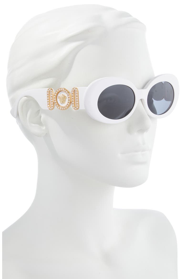 54mm Irregular Oval Sunglasses, Alternate, color, WHITE