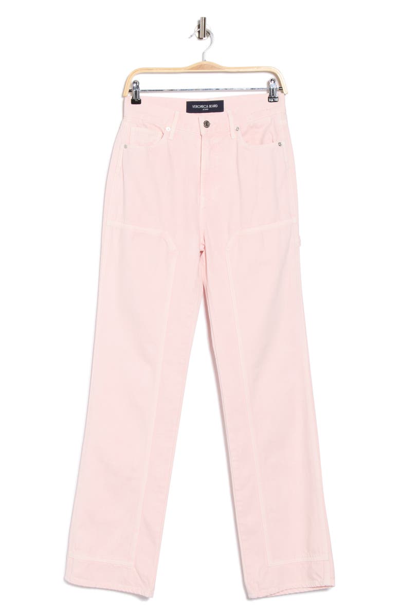 Veronica Beard Dylan Paneled High Waist Straight Leg Jeans, Alternate, color, Pink Haze