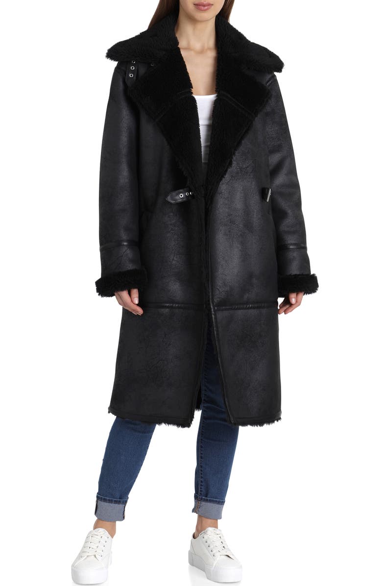 Avec Les Filles Faux Shearling Coat, Main, color, 