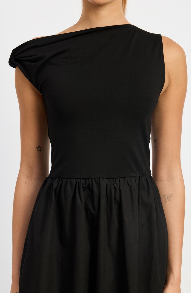 En Saison Mixed Media Asymmetric Neck Midi Dress, Alternate, color,