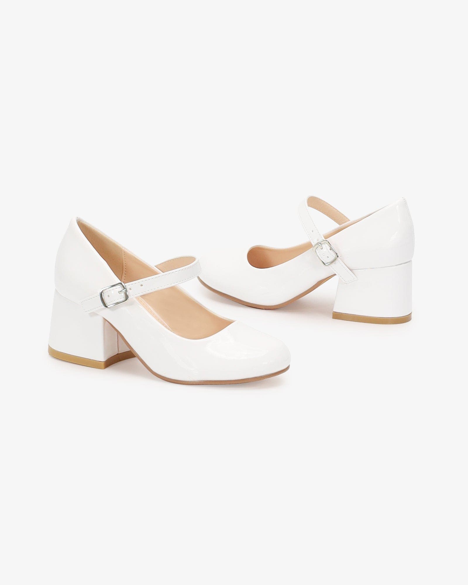 Kailee P Charlotte Patent Mary Jane Girls Block Heel, Alternate, color, White