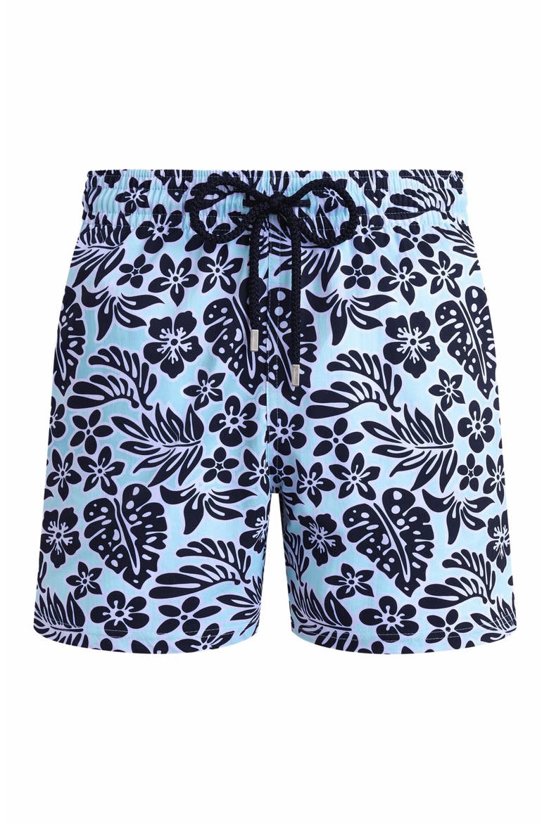 Men's Jungle Leaves Stretch Short Swim Shorts, Alternate, color, PACIFIC