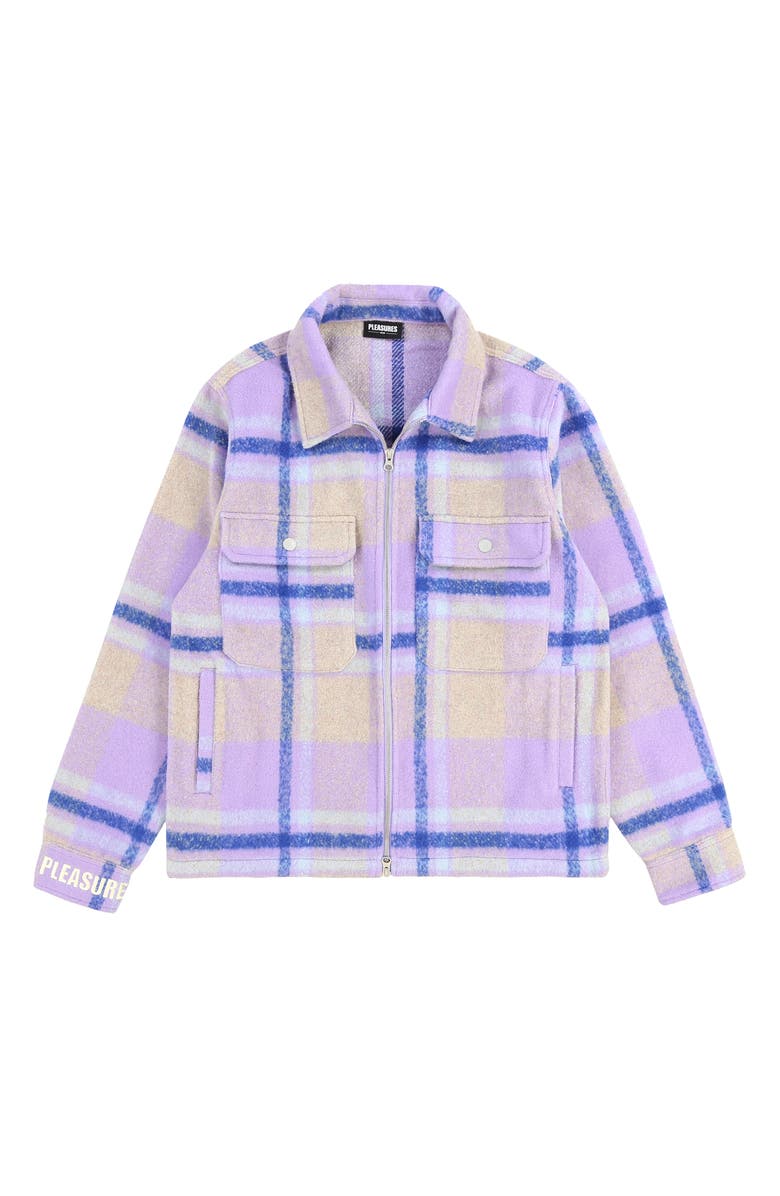 PLEASURES Folklore Plaid Fleece Work Jacket, Alternate, color, 