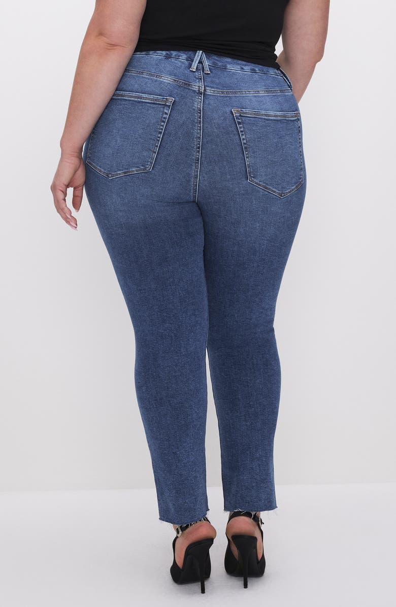 Good American Good Legs Raw Hem Cigarette Jeans, Alternate, color, Indigo613